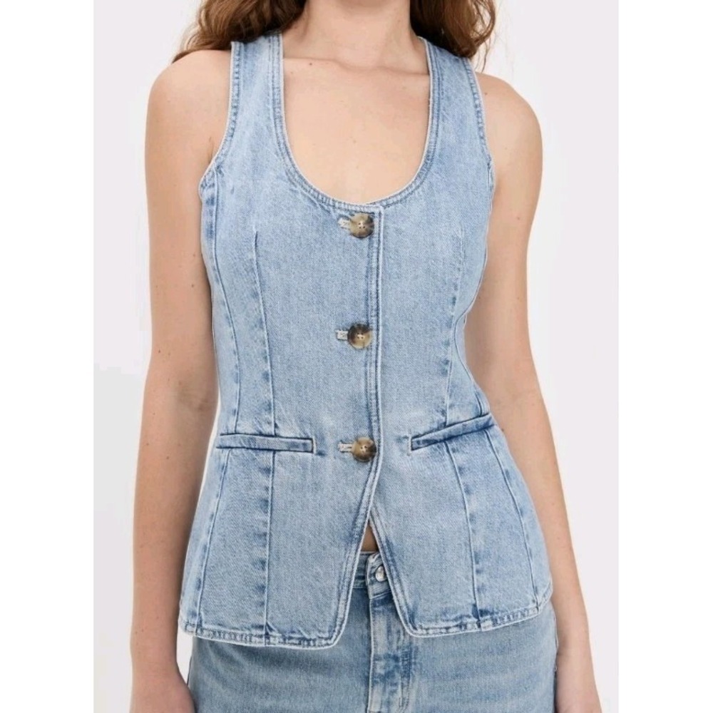 Madewell Denim Scoop Neck Vest In Edmonson Wash Size 00 NWT $98